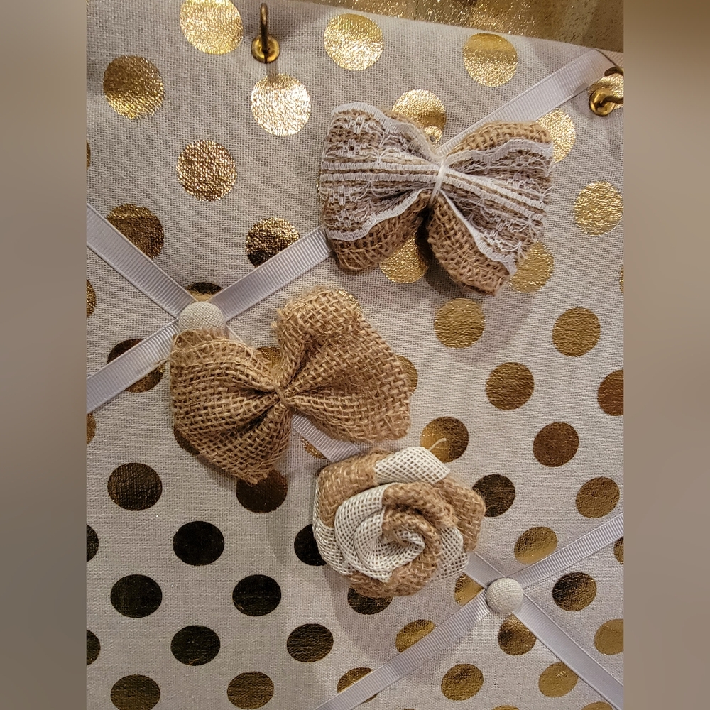 Gold Polka Dot Hair Bow or Jewelry Board - Picture 2 of 16